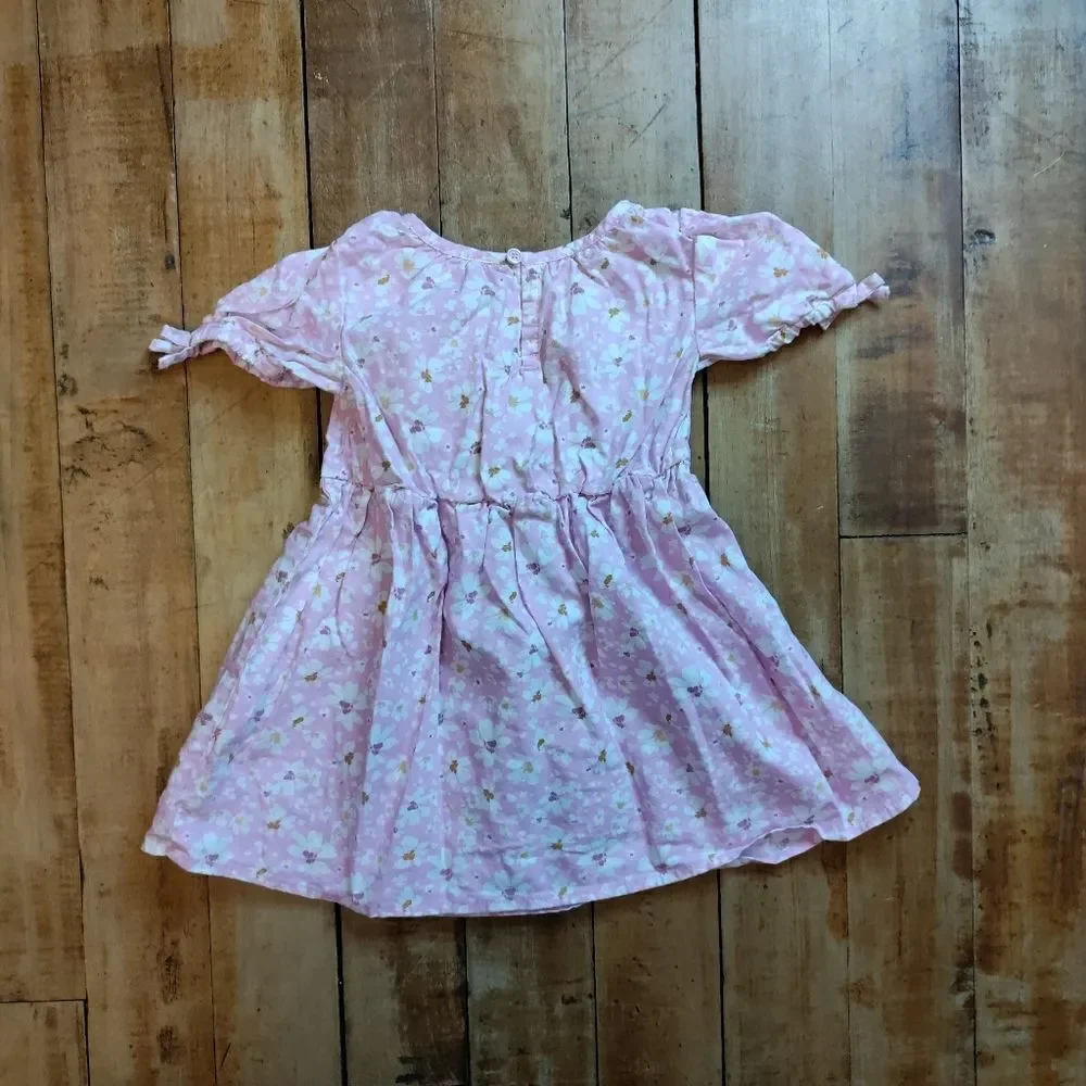 Oshkosh 2T floral dress linen cotton spring Easter dress pink purple